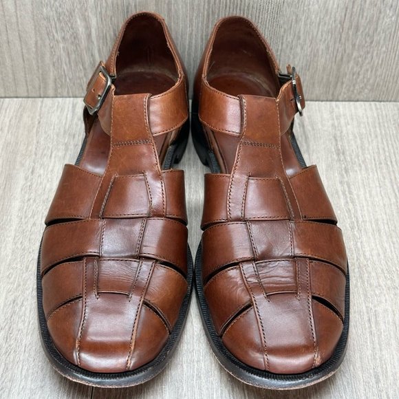 Cole Haan Shoes Mens Size 8.5 D Resort Fisherman Woven Comfort Leather Brown